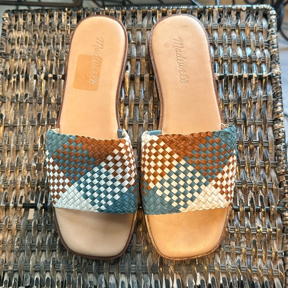 Madewell Shoes - Madewell Lianne Woven Leather Multi Color Slip On Slide Sandals‎ Size 7
